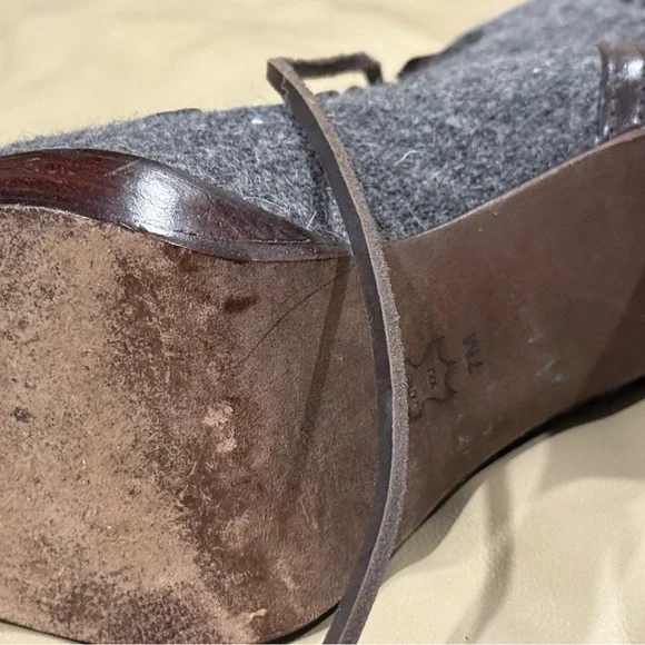 Tory Burch lace up gray and brown leather ankle boots - Picture 8 of 14